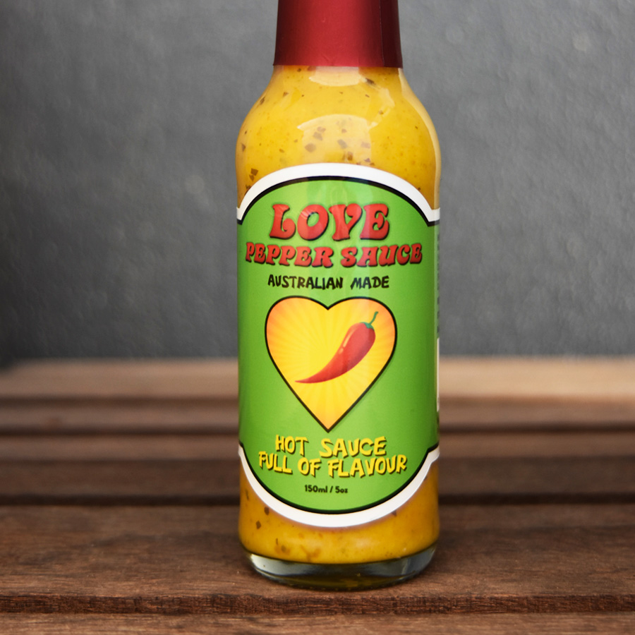 Love Pepper Sauce on Yellow Habenero Chillis